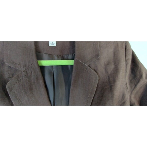 Merona Blazer Women's S Brown Linen Long Sleeve Lined Pockets 3 Buttons Classic - Picture 6 of 8